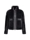 Brunello Cucinelli Grey Shearling Jacket With Two Front Welt Pockets With Zip In Black