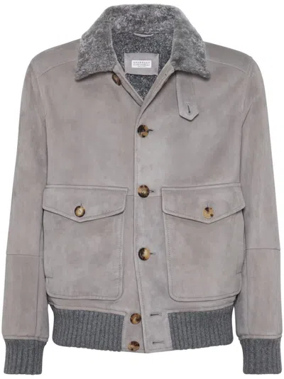 Brunello Cucinelli Fur Jacket In Gray
