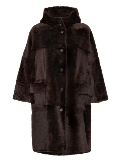 Brunello Cucinelli Fur Overcoat In Brown