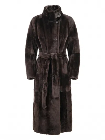 Brunello Cucinelli Fur Overcoat In Brown