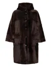 Brunello Cucinelli Reversible Fur Coat With Hood And Pockets In Brown