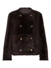 Brunello Cucinelli Reversible Double-breasted Fur Jacket With Button Detailing In Black
