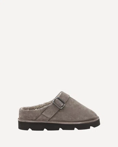 Brunello Cucinelli Fur Sabot In Gray