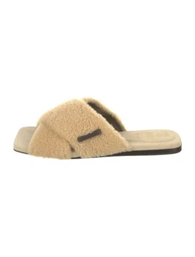 Pre-owned Brunello Cucinelli Fur Slides In Yellow