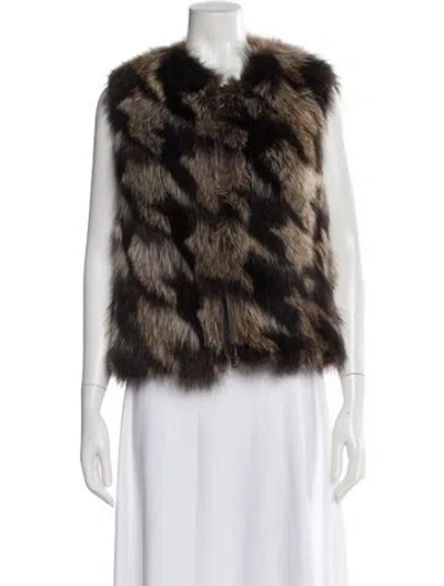 Pre-owned Brunello Cucinelli Fur Striped Fur Jacket W/ Tags In Brown