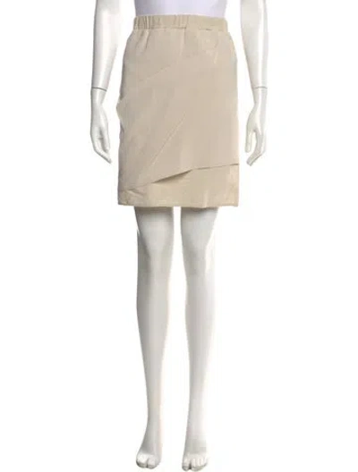 Pre-owned Brunello Cucinelli Fur Trim Mini Skirt In Neutral