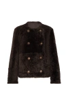 Brunello Cucinelli Fuzzy Shearling Cropped Pea Coat In Brown