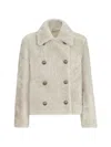 Brunello Cucinelli Double-breasted Shearling Jacket In Neutral