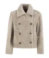Brunello Cucinelli Double-breasted Shearling Jacket In Multi