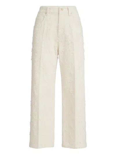 Brunello Cucinelli Textured Straight Fit Jeans In White