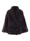 Brunello Cucinelli Reversible Shearling Outerwear With Shiny Cuff Details. In Black