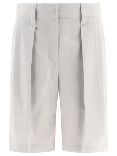 Brunello Cucinelli Gabardine Bermuda Shorts In White