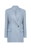 Brunello Cucinelli Gabardine Blazer In Avio Blue
