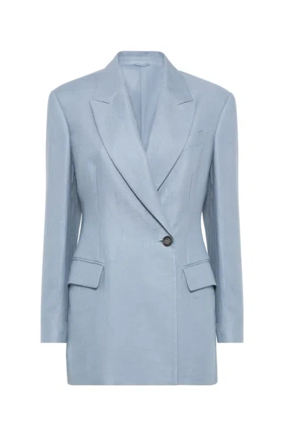 Brunello Cucinelli Gabardine Blazer In Avio Blue