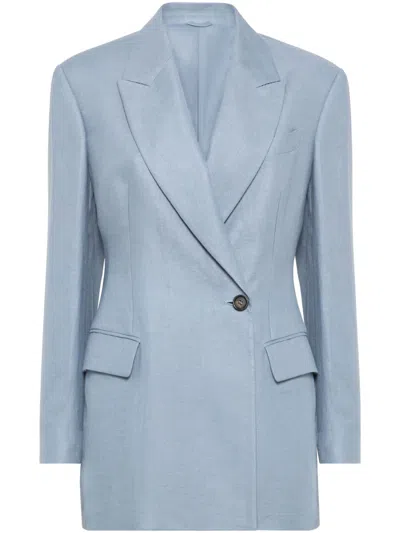 Brunello Cucinelli Gabardine Blazer In Blue