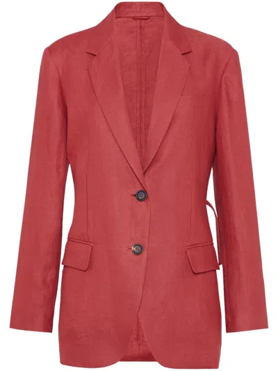 Brunello Cucinelli Gabardine Blazer In Red