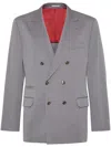 Brunello Cucinelli Gabardine Cotton-cashmere Blazer In Grey