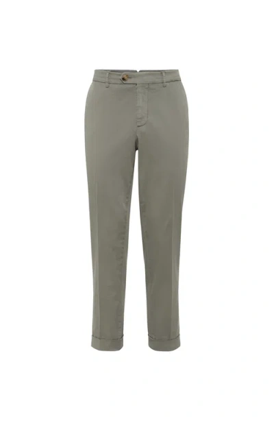 Brunello Cucinelli Cropped Chino Trousers In Green