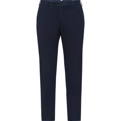Brunello Cucinelli Gabardine Garment Dyed Trousers In Navy Blue