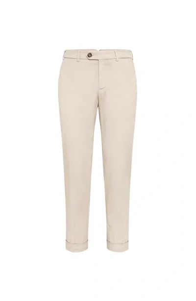Brunello Cucinelli Gabardine Garment Dyed Trousers In Neutral