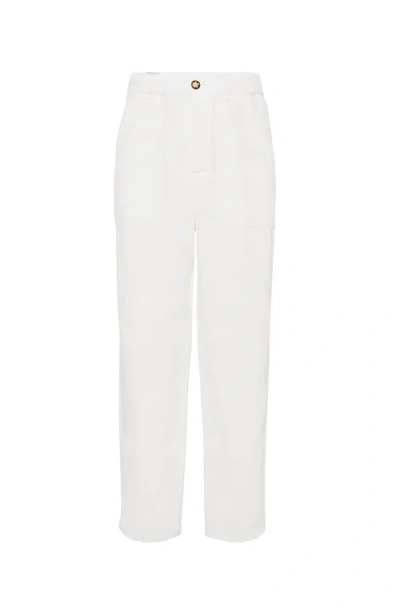 Brunello Cucinelli Gabardine Garment Dyed Trousers In White
