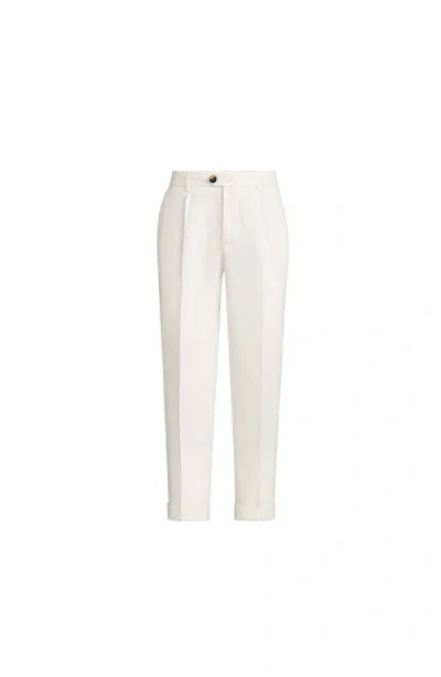 Brunello Cucinelli Gabardine Garment Dyed Trousers In White