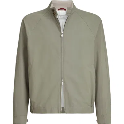 Brunello Cucinelli Water-resistant Gabardine Outerwear Jacket In Green