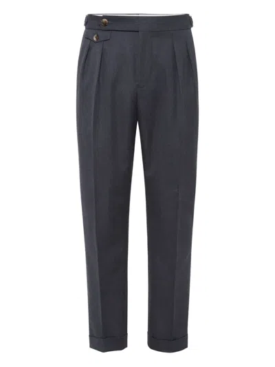 Brunello Cucinelli Tapered Pleated Virgin Wool Trousers In Gray
