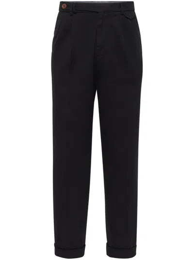 Brunello Cucinelli Gabardine Trousers In Black