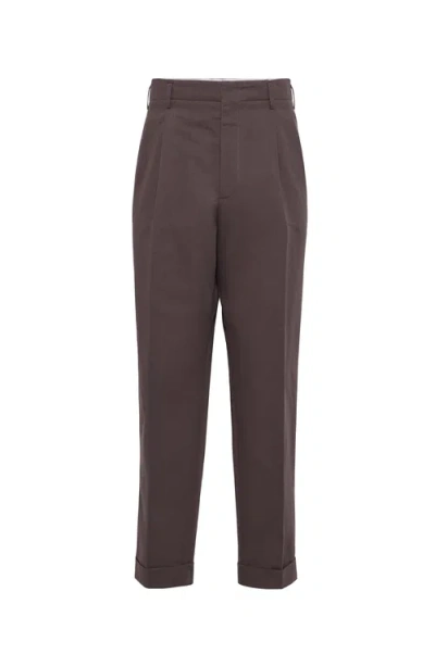 Brunello Cucinelli Gabardine Trousers In Coffee