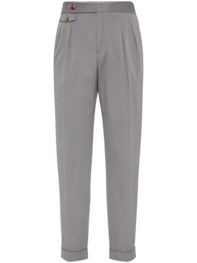 Brunello Cucinelli Gabardine Trousers In Grey