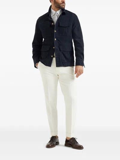 Brunello Cucinelli Gabardine Trousers In White