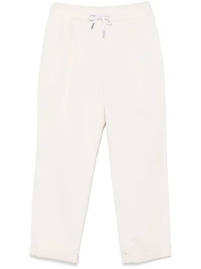 Brunello Cucinelli Kids' Gabardine-weave Trousers In White