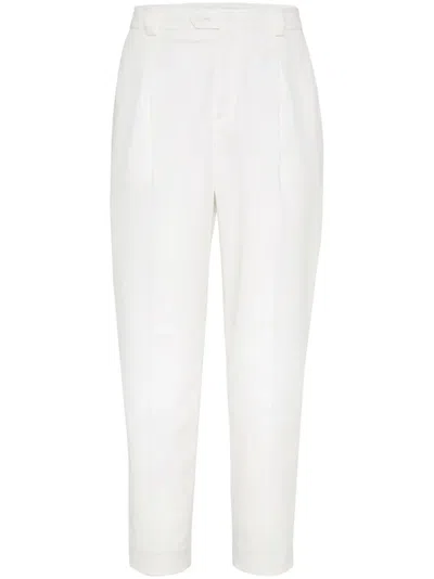 BRUNELLO CUCINELLI GABARDINE-WEAVE TROUSERS