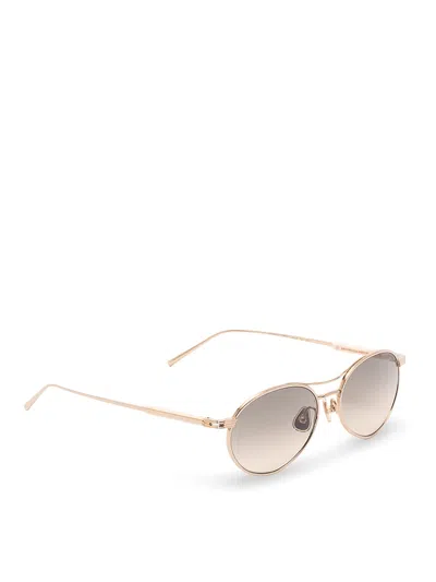 Brunello Cucinelli Oval Titanium Sunglasses In Gold