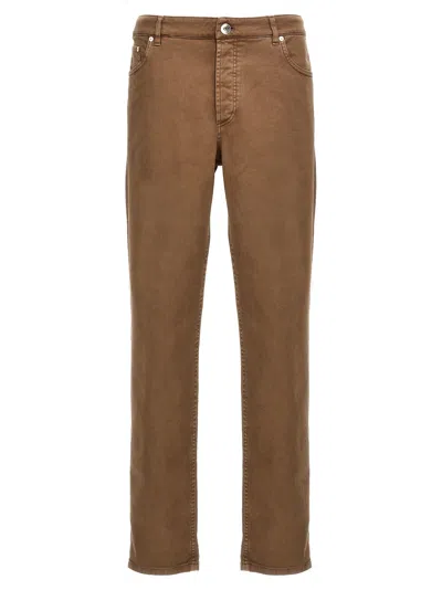 Brunello Cucinelli Garment Denim Jeans In Brown