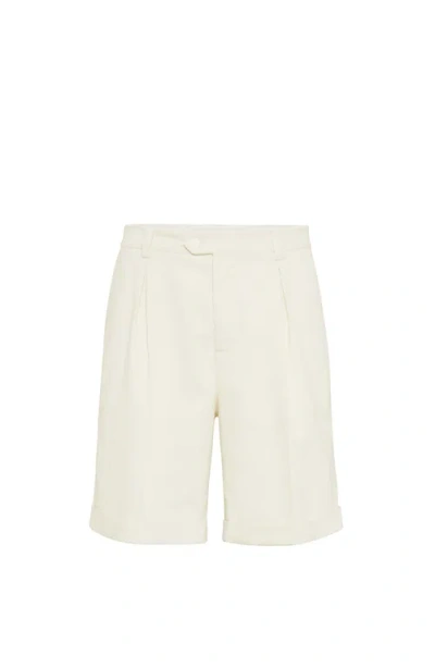 Brunello Cucinelli Cotton Corduroy Bermuda Shorts In Off-white