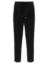 Brunello Cucinelli Men Leisure Fit Trousers In Virgin Wool Flannel With Drawstring And Double Darts In Black