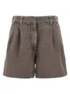 Brunello Cucinelli Linen Cotton Shorts Back Pockets In Brown