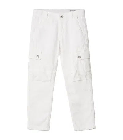 Brunello Cucinelli Kids' Cotton Cargo Trousers In White