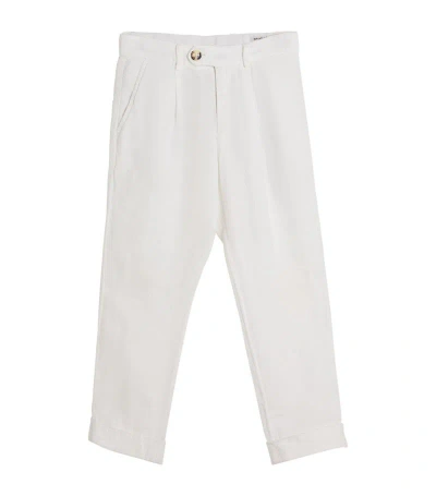 Brunello Cucinelli Kids' Garment-dyed Chino Trousers (4-12+ Years) In White