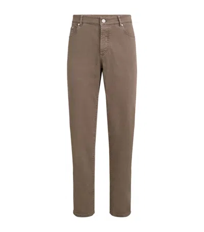 Brunello Cucinelli Five-pocket Button-fastening Trousers In Brown