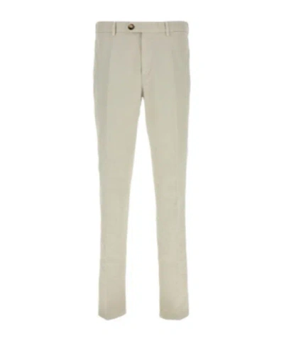 Brunello Cucinelli Garment-dyed Comfort Gabardine Italian Fit Trousers In White