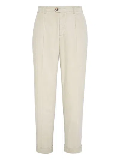 Brunello Cucinelli Garment-dyed Corduroy Trousers In Neutral