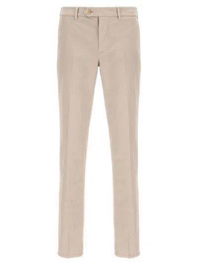 Brunello Cucinelli Garment-dyed Cotton Chinos With Zip Closure In Neutral