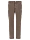 Brunello Cucinelli Garment-dyed Cotton Denim Jeans In Brown