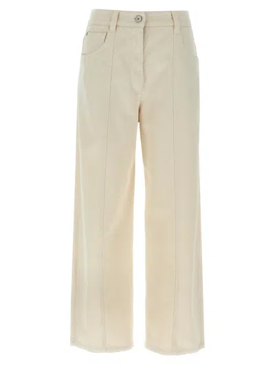 Brunello Cucinelli Garment-dyed Cotton Denim Jeans In Neutral