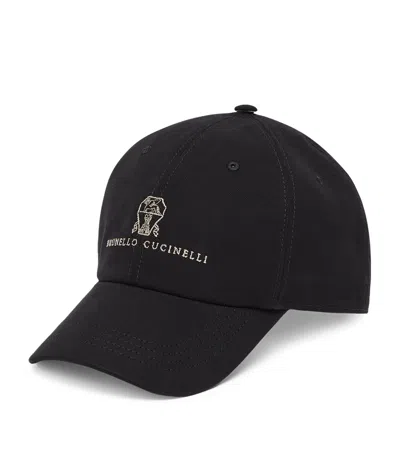 BRUNELLO CUCINELLI GARMENT-DYED COTTON EMBROIDERED BASEBALL CAP