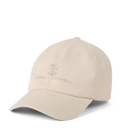 BRUNELLO CUCINELLI GARMENT-DYED COTTON EMBROIDERED BASEBALL CAP