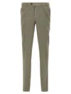 Brunello Cucinelli Cotton Trousers With Back Pockets And Belt Loops In Green